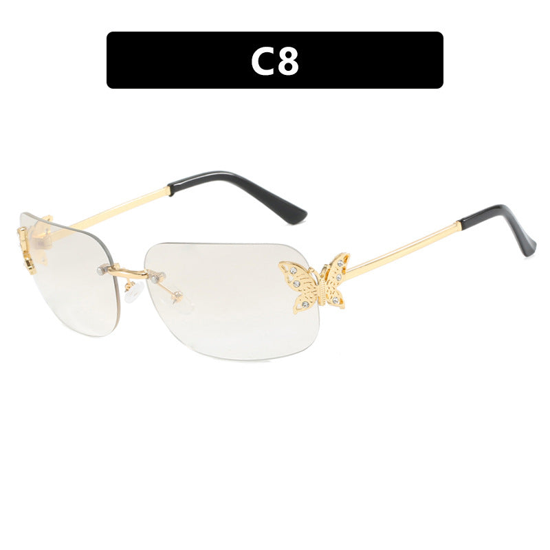 Frameless Rectangular Butterfly Sunglasses