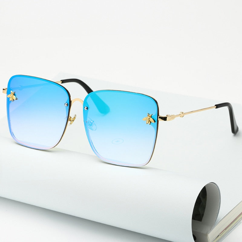 Rimless Square Frame Bee Sunglasses