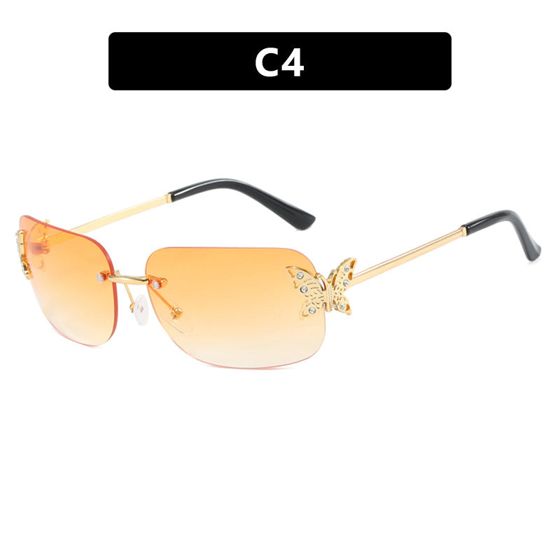 Frameless Rectangular Butterfly Sunglasses