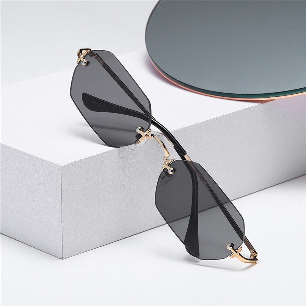 punk style rimless sunglasses