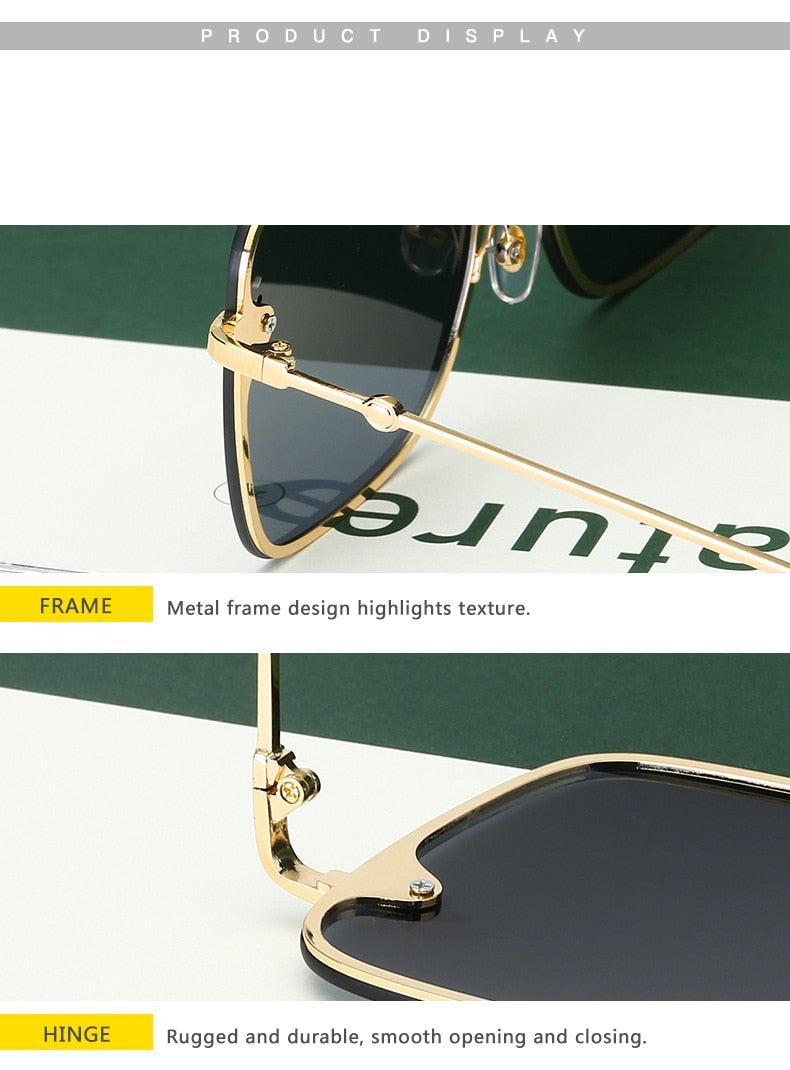 Rimless Square Frame Bee Sunglasses