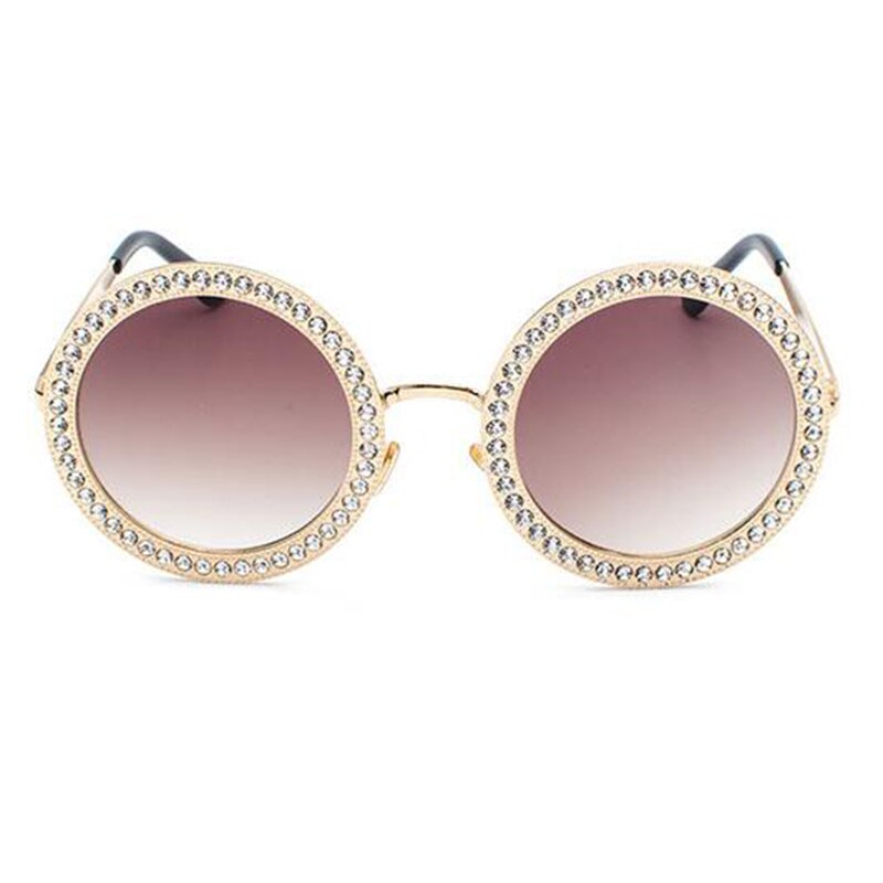 Round White Crystal Sun Glasses