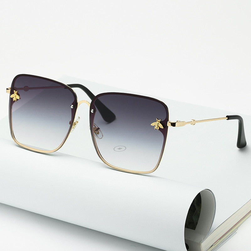 Rimless Square Frame Bee Sunglasses
