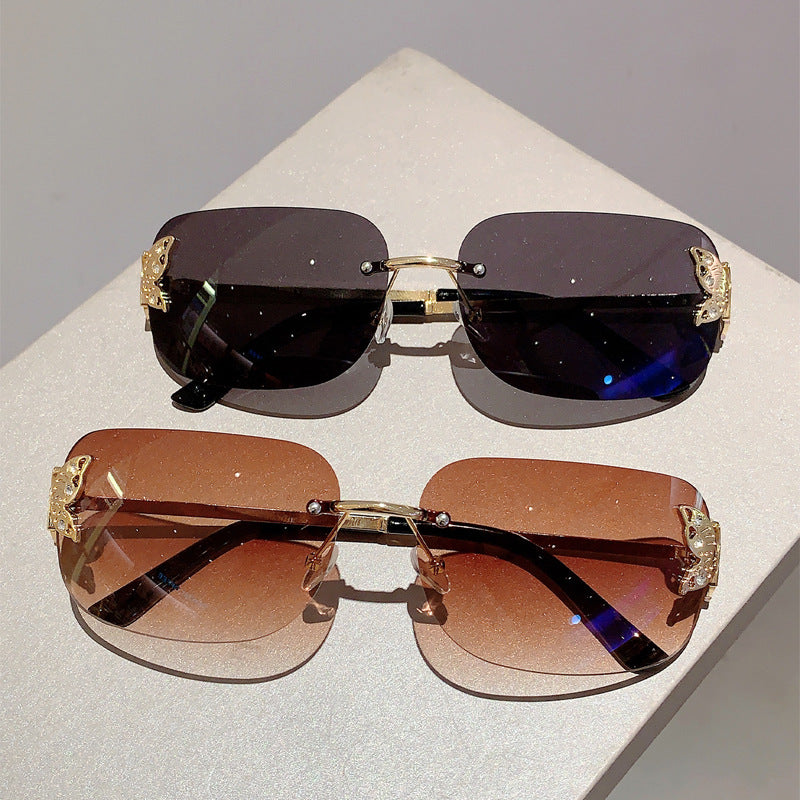 Frameless Rectangular Butterfly Sunglasses