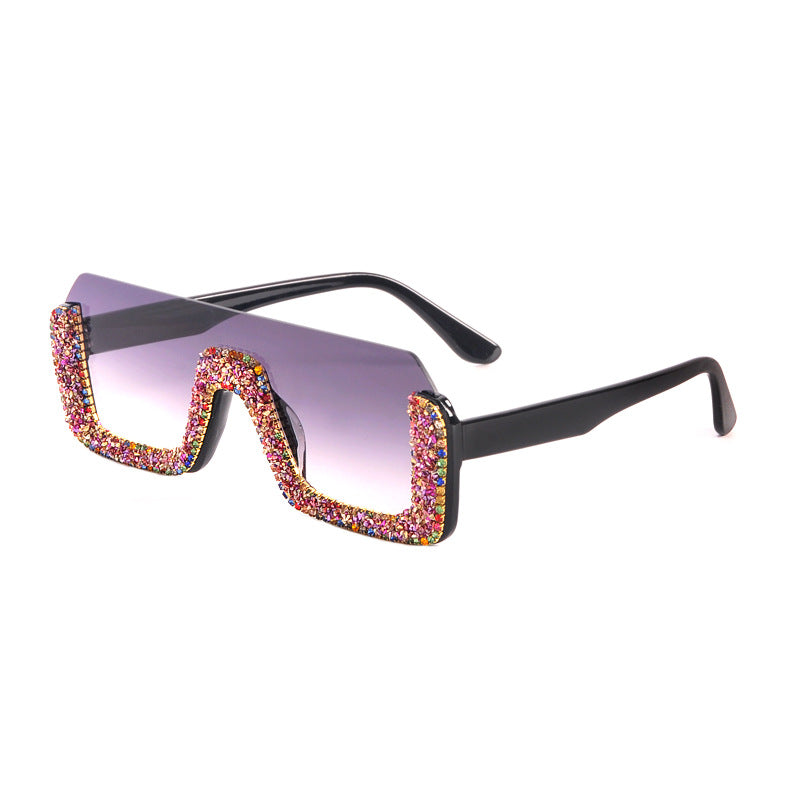 Powder-style Diamond Square Frame Sunglasses