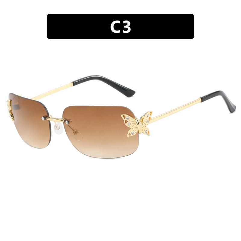Frameless Rectangular Butterfly Sunglasses