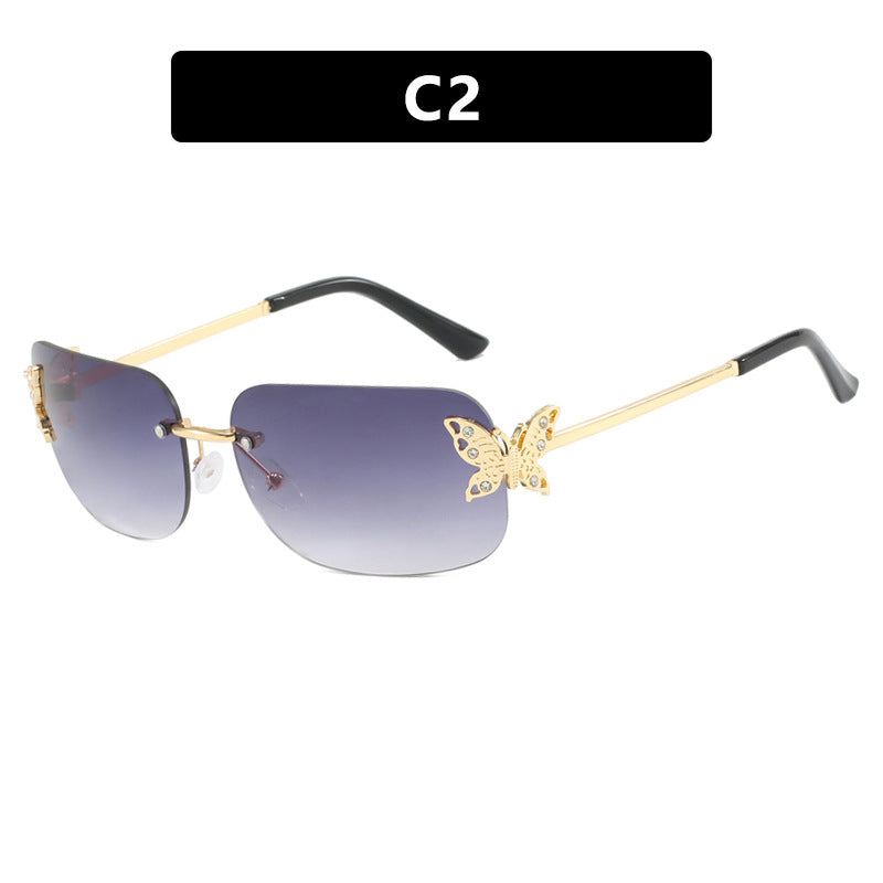 Frameless Rectangular Butterfly Sunglasses