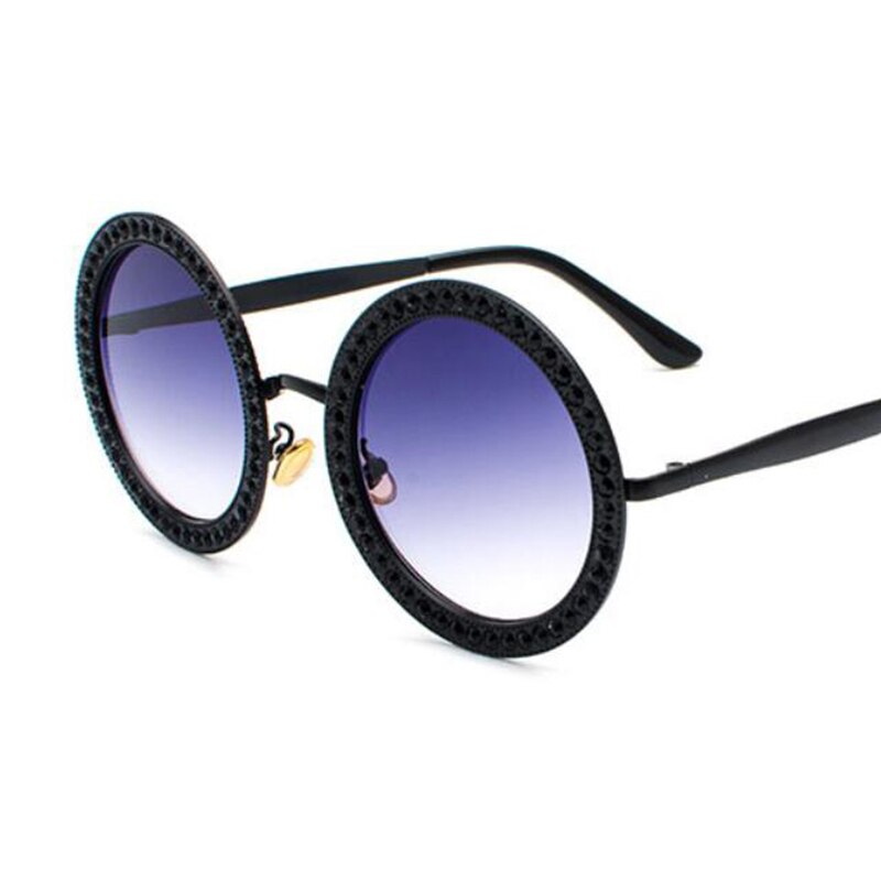 Round White Crystal Sun Glasses