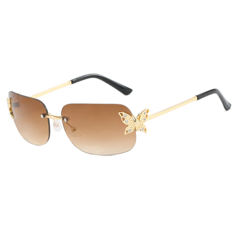 Frameless Rectangular Butterfly Sunglasses