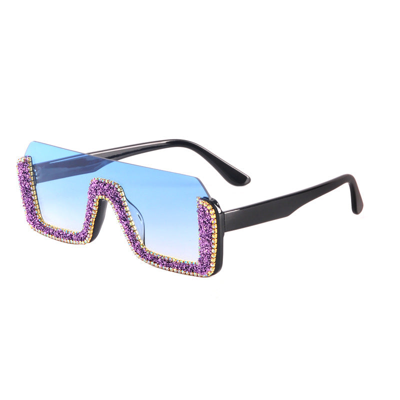 Powder-style Diamond Square Frame Sunglasses