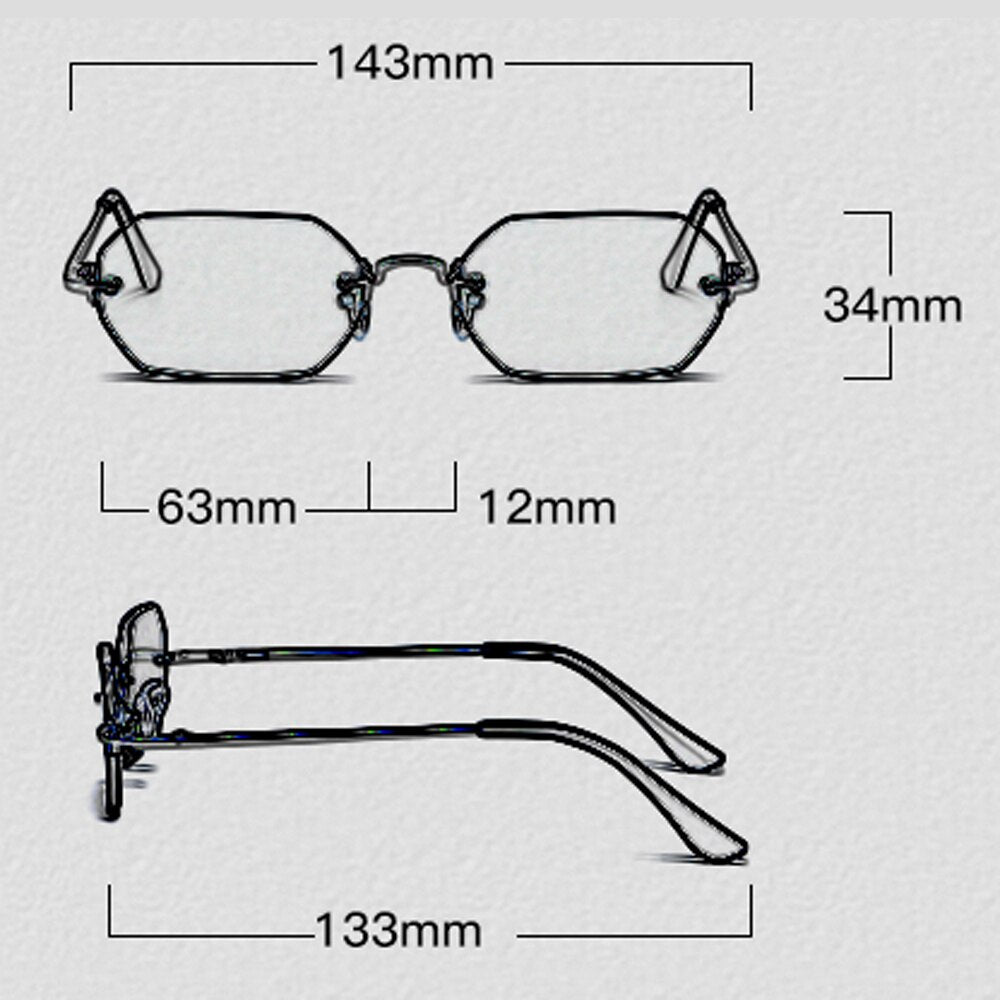 punk style rimless sunglasses