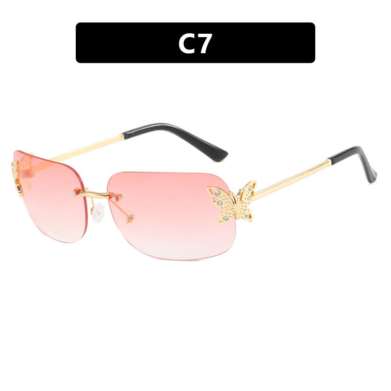 Frameless Rectangular Butterfly Sunglasses
