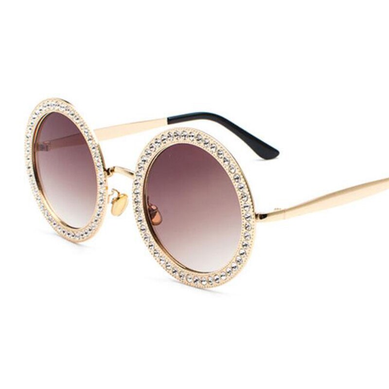 Round White Crystal Sun Glasses