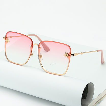 Rimless Square Frame Bee Sunglasses