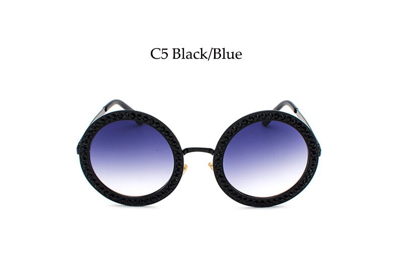 Round White Crystal Sun Glasses
