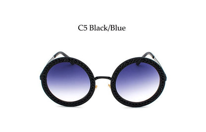 Round White Crystal Sun Glasses