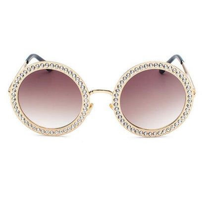 Round White Crystal Sun Glasses
