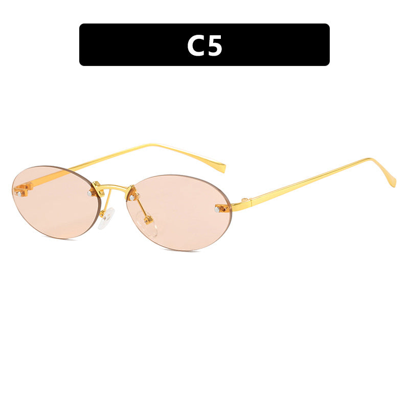 Elliptical frameless sunglasses