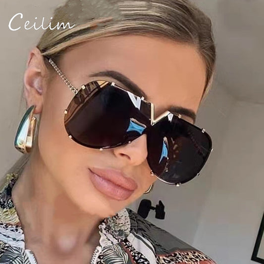 Large Frame Designer-v Sunglasse