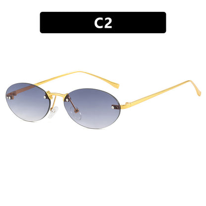 Elliptical frameless sunglasses