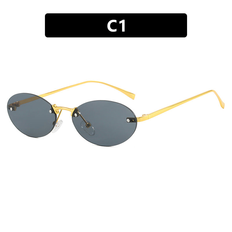 Elliptical frameless sunglasses