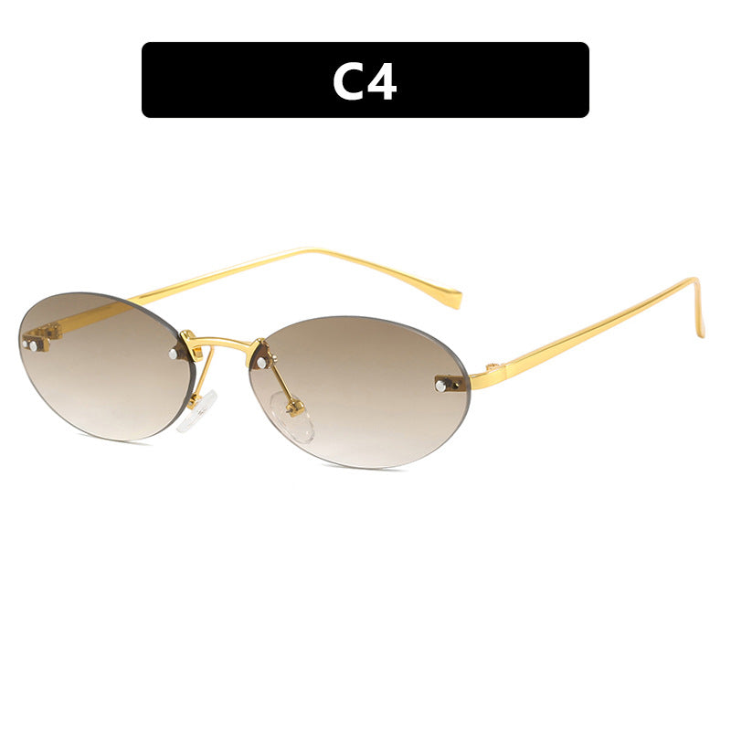 Elliptical frameless sunglasses