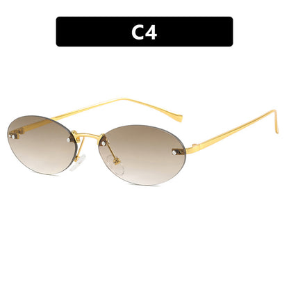 Elliptical frameless sunglasses