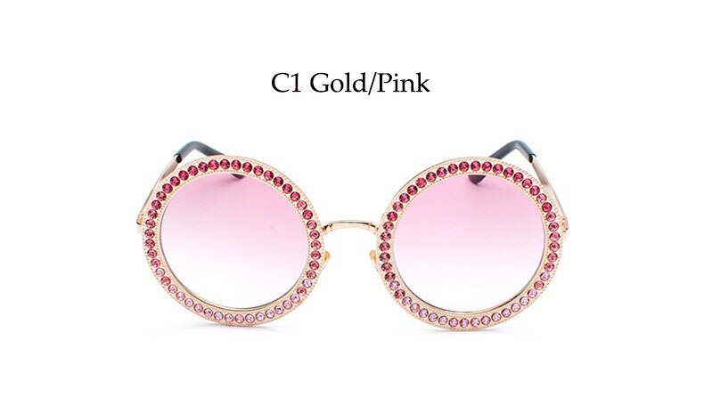 Round White Crystal Sun Glasses