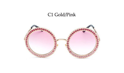 Round White Crystal Sun Glasses
