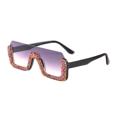 Powder-style Diamond Square Frame Sunglasses