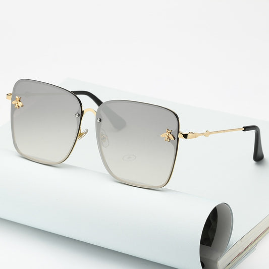 Rimless Square Frame Bee Sunglasses