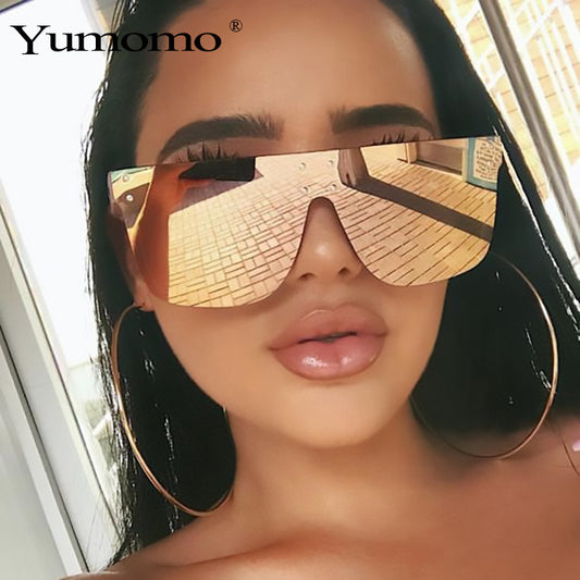 Conjoined Semi-circular Large-Frame Sunglasses