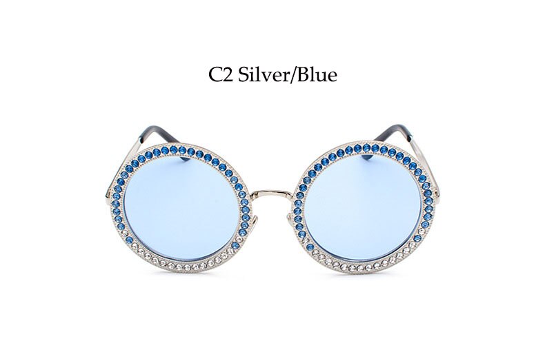Round White Crystal Sun Glasses