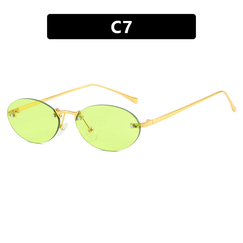 Elliptical frameless sunglasses