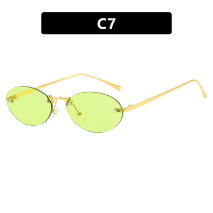 Elliptical frameless sunglasses