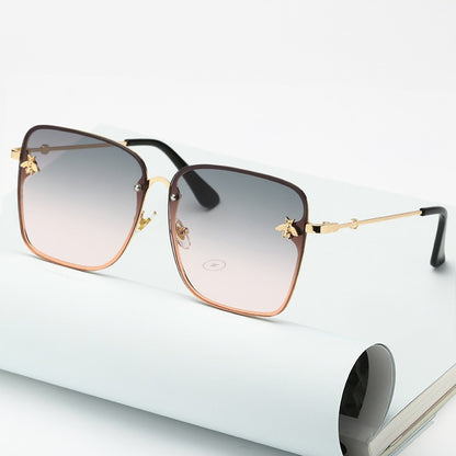 Rimless Square Frame Bee Sunglasses