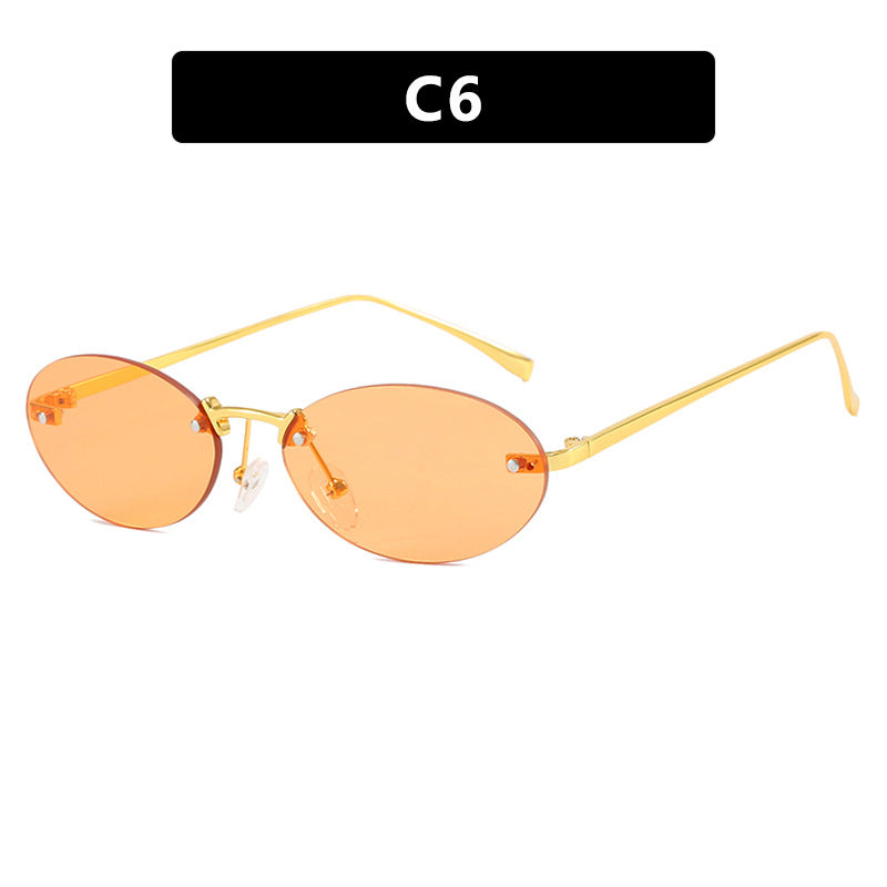 Elliptical frameless sunglasses