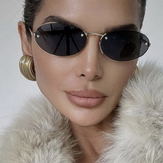 Elliptical frameless sunglasses