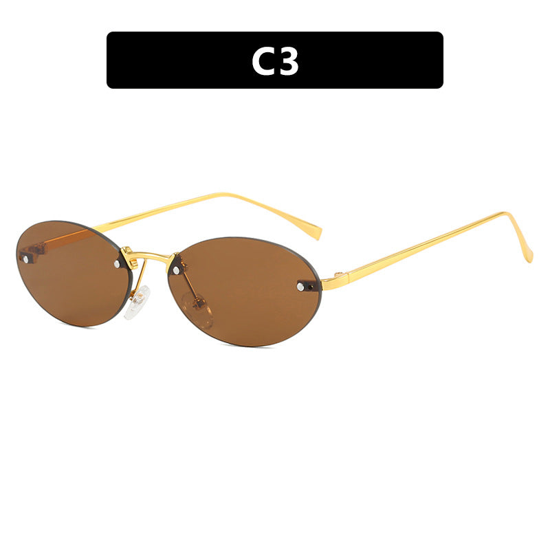 Elliptical frameless sunglasses